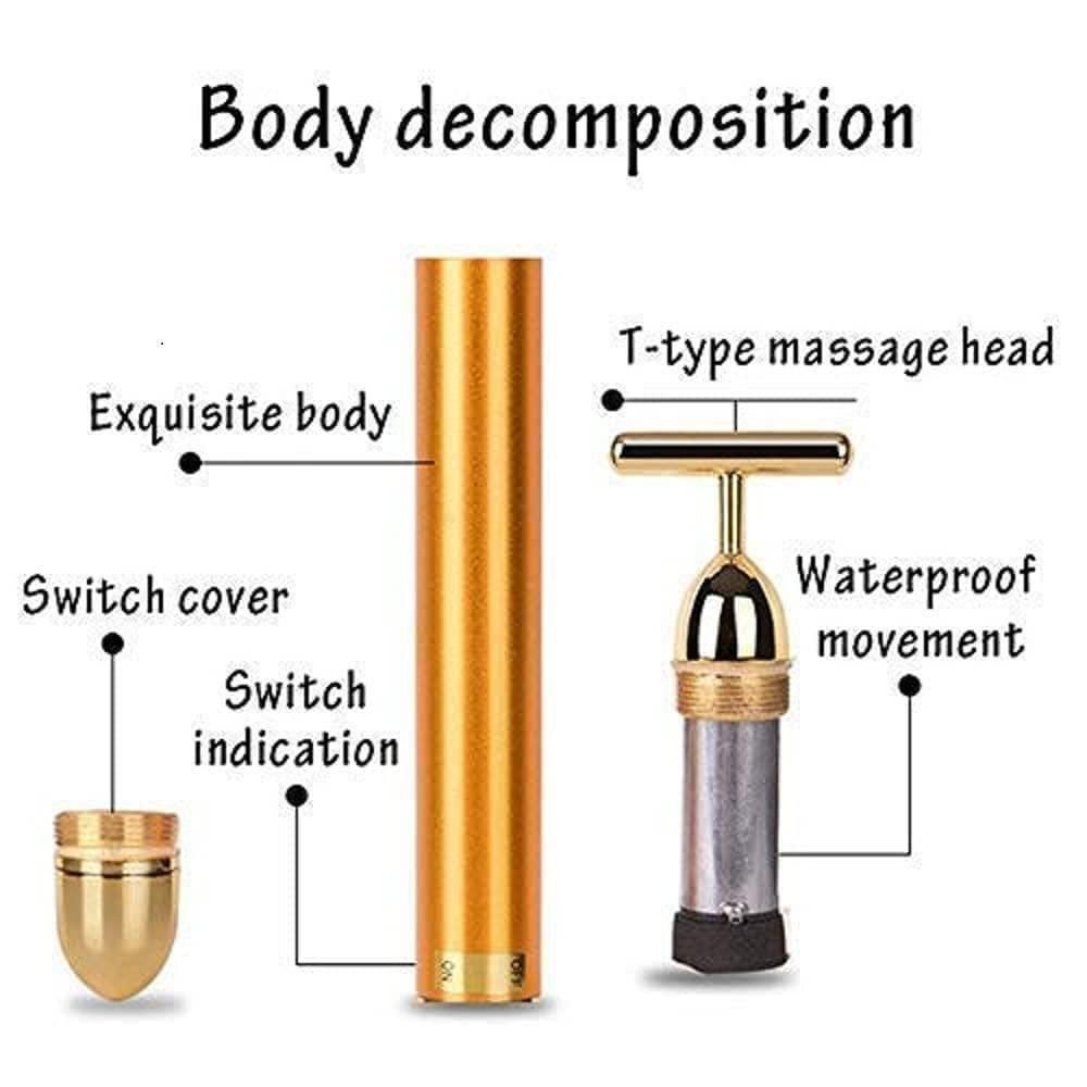 24K Gold Energy Beauty Bar- Electric Facial Massage Roller