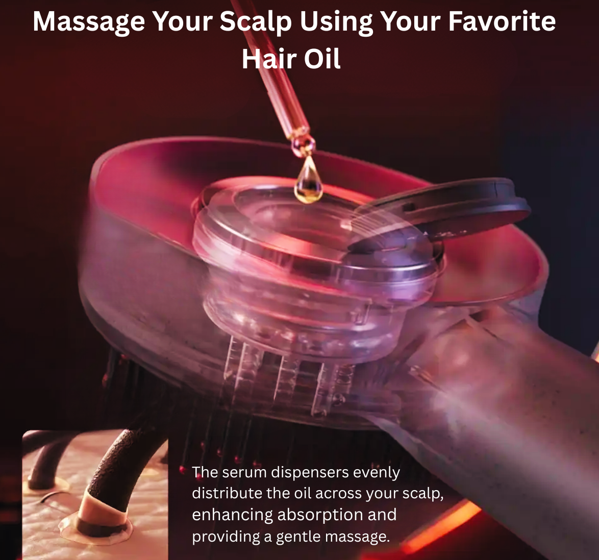 Electric Head & Scalp Massager Brush with Oil Applicator – Relax, Stimulate & Shine