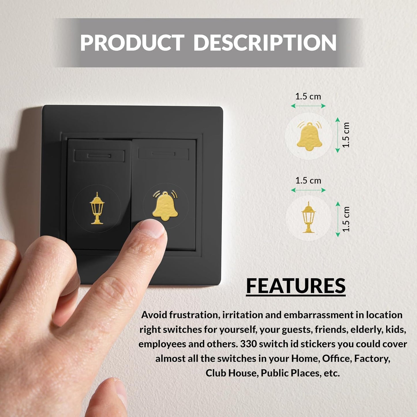 Aurelia 16k Gold Finish Switch Stickers (Set of 100 )